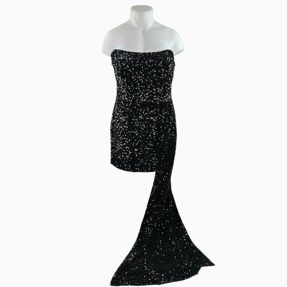 Fashion Nova Black Sequin Strapless Sleeveless Mini Cocktail Gown Dress Size 2XL